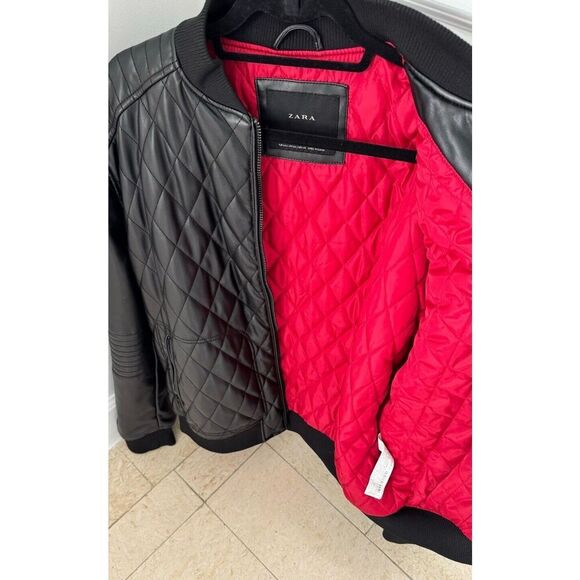 Zara Faux Leather Bomber Jacket XL - Picture 3 of 5